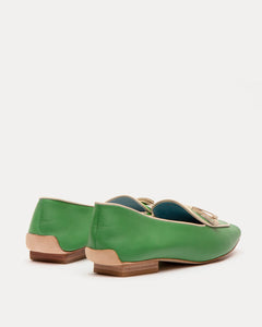 Suzanne Loafer Leather Green Oyster - Frances Valentine