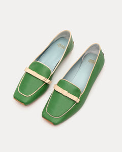 Suzanne Loafer Leather Green Oyster - Frances Valentine