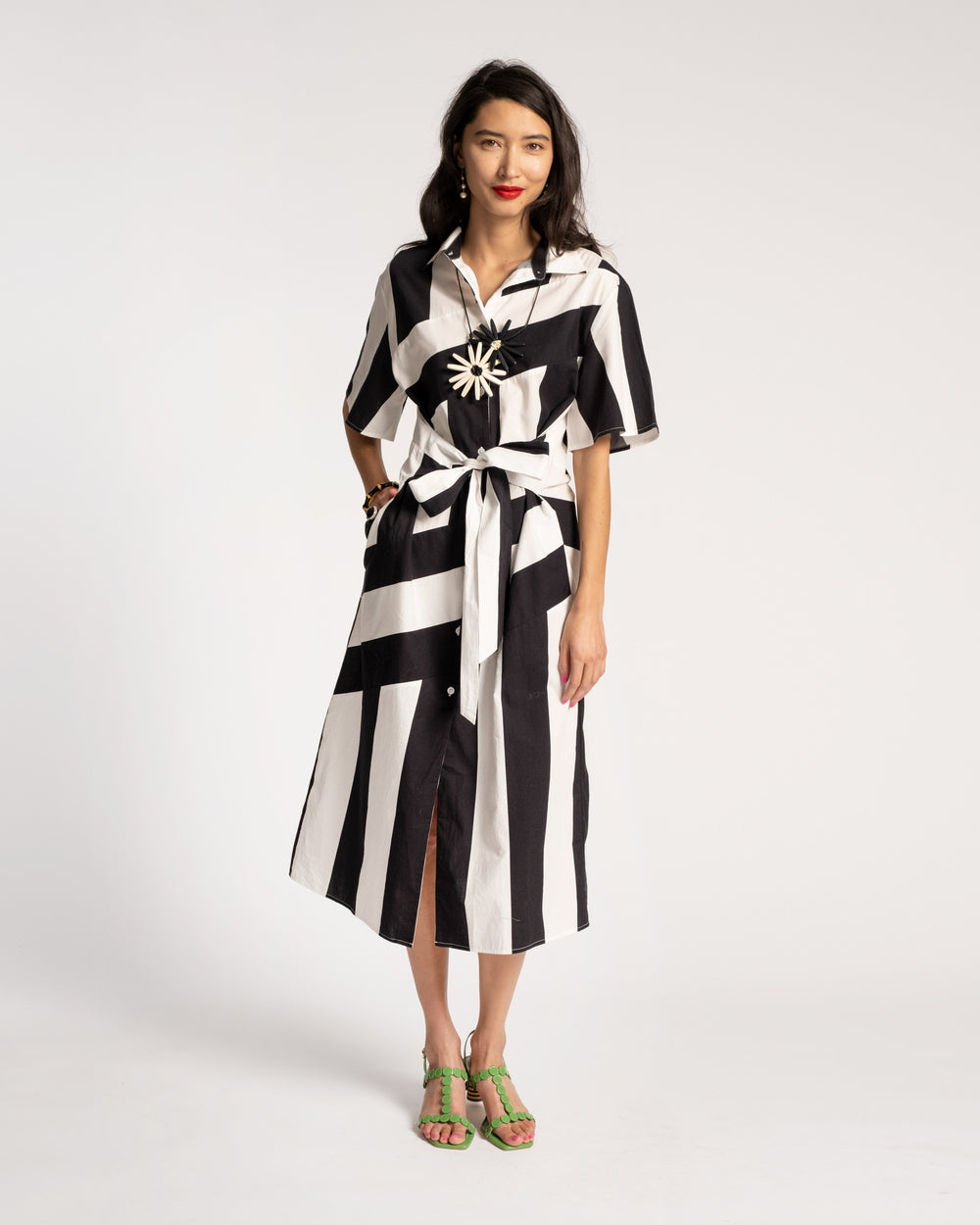 Amanda Shirtdress Stripe Black White Dresses Frances Valentine