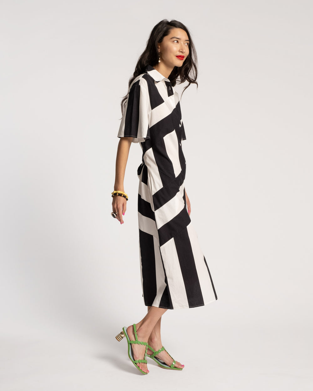Amanda Shirtdress Stripe Black White Dresses Frances Valentine