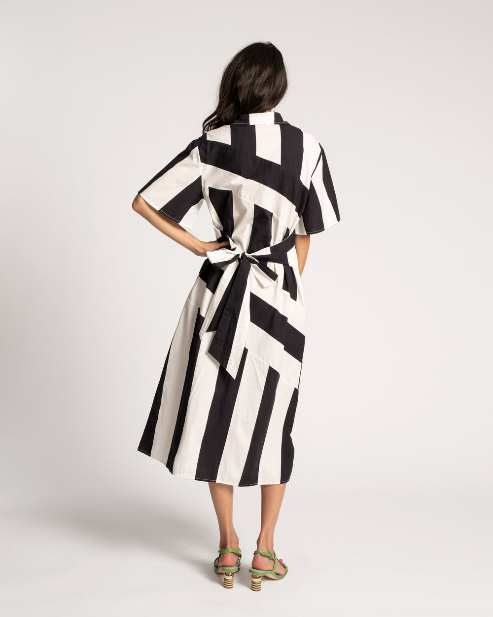 Amanda Shirtdress Stripe Black White Dresses Frances Valentine