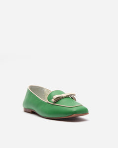 Suzanne Cozy Loafer Nappa Faux Shearling Green - Frances Valentine