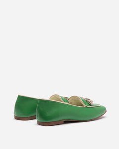 Suzanne Cozy Loafer Nappa Faux Shearling Green - Frances Valentine