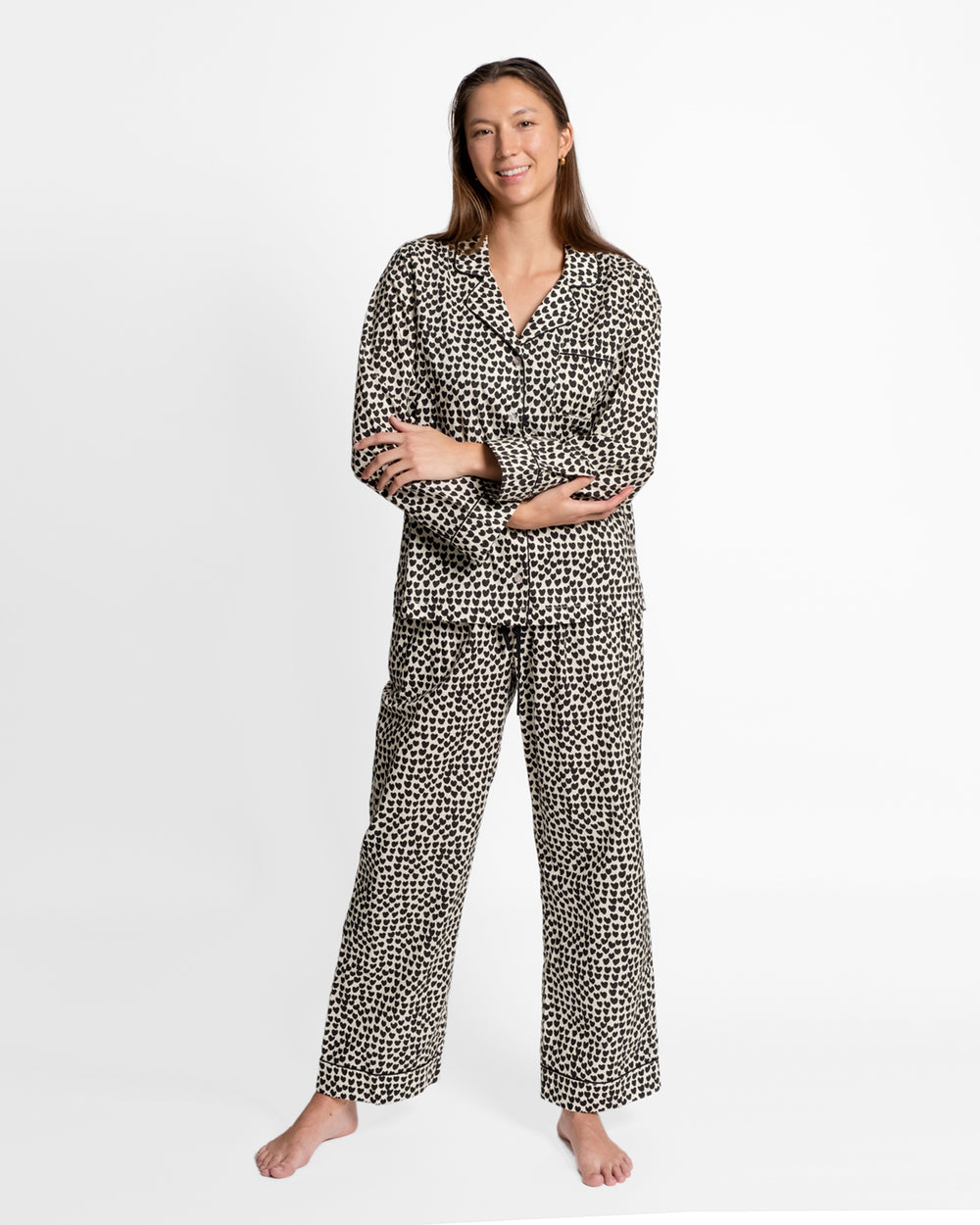 Teddy Pajama Pant Baby Hearts Black Oyster Pajamas Frances Valentine