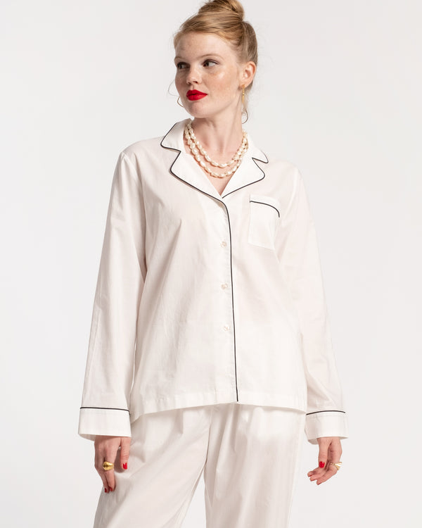 Teddy Pajama Top White Navy Pajamas Frances Valentine