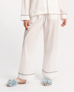 Teddy Pajama Pant White Navy - Frances Valentine