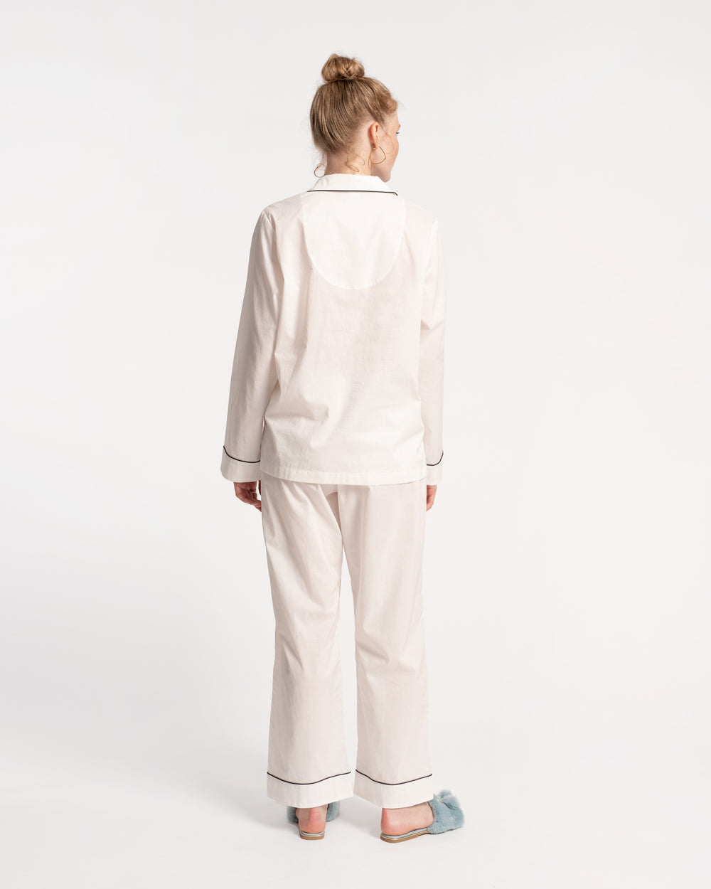 Teddy Pajama Top White Navy Pajamas Frances Valentine