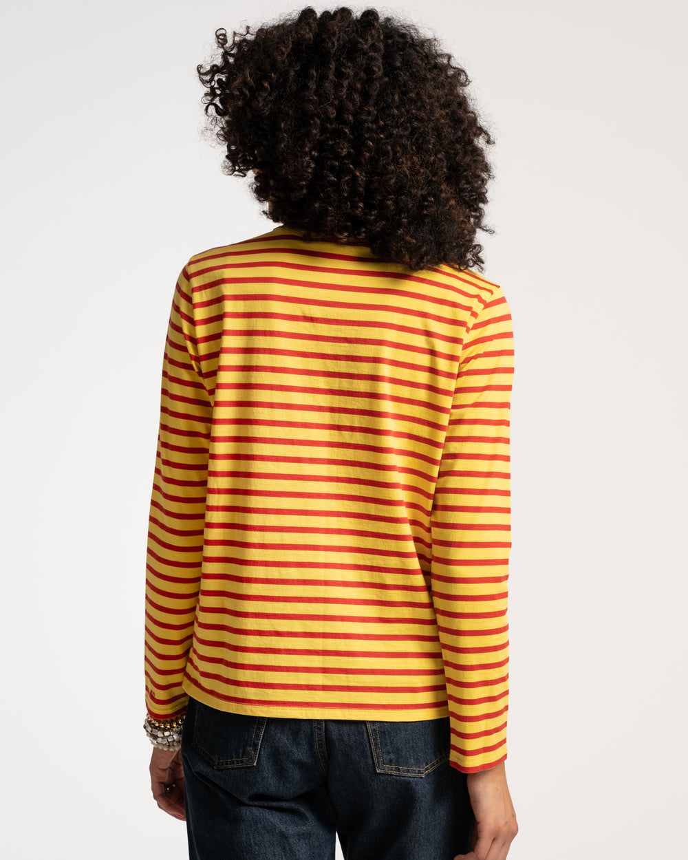 Long Sleeve Striped Tee Shirt - Yellow Red - Frances Valentine