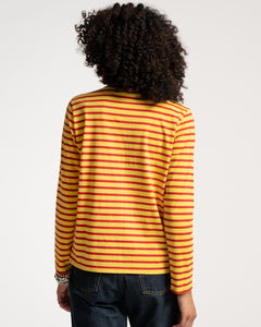 Long Sleeve Striped Tee Shirt Yellow Red - Frances Valentine