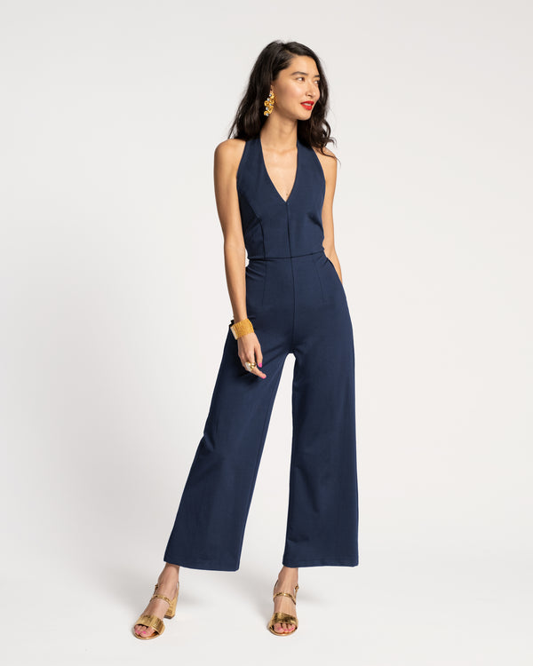 Babe Halter Jumpsuit - Navy - Frances Valentine