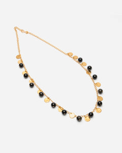 Black Bead Shilling Necklace - Frances Valentine