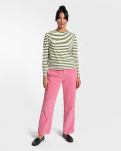 Valentine Striped Long | Frances Sleeve Shirt Green Oyster
