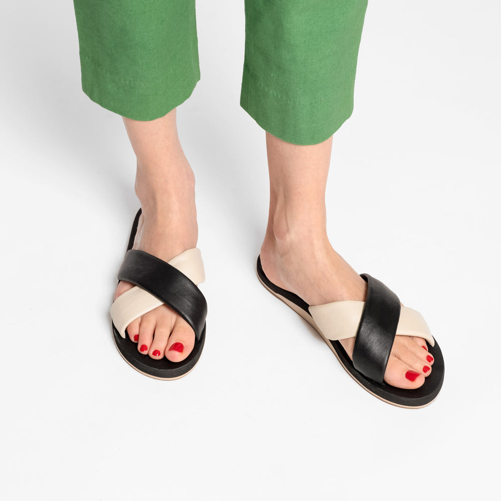Criss Cross Cloud Slide - Black Oyster - Frances Valentine