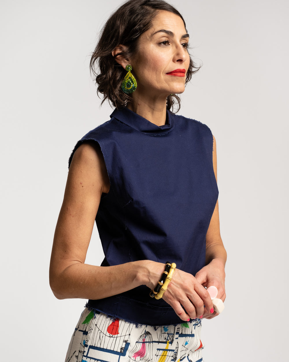 Colette Shell Cotton Navy Tops Frances Valentine