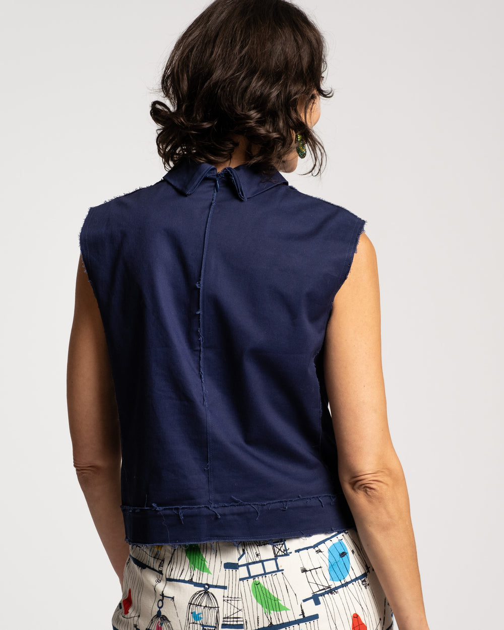 Colette Shell Cotton Navy Tops Frances Valentine