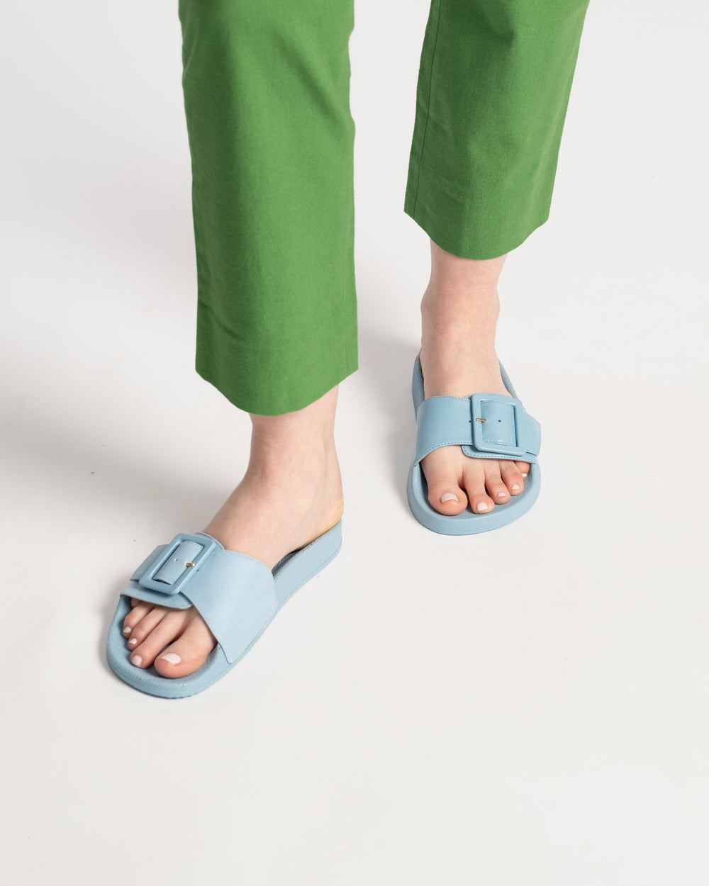 Daisy Slide - Vegan Leather Light Blue - Frances Valentine
