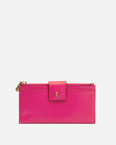 Double Slim Wallet Soft Nappa Pink Oyster - Frances Valentine