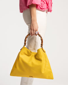 Muriel Tote Tumbled Leather Canary - Frances Valentine