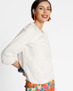 Emily Ruched Top White - Frances Valentine