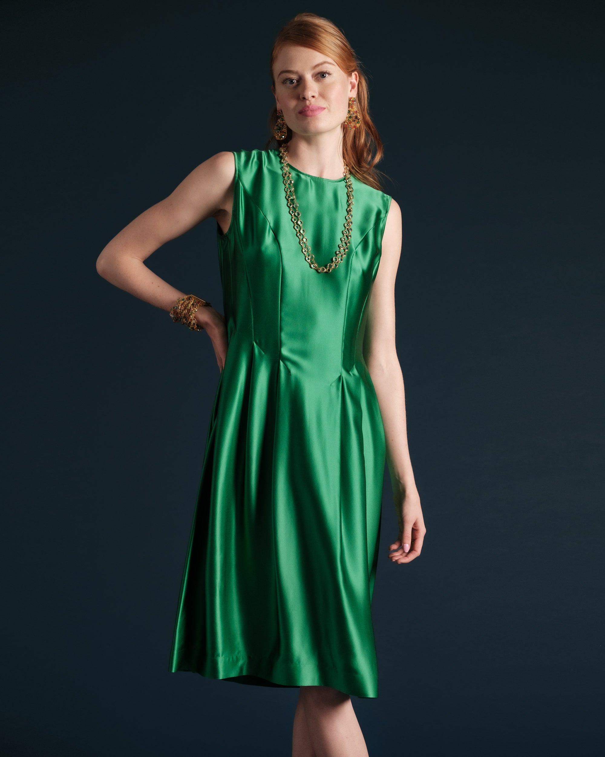 Florencia Dress Silk Emerald