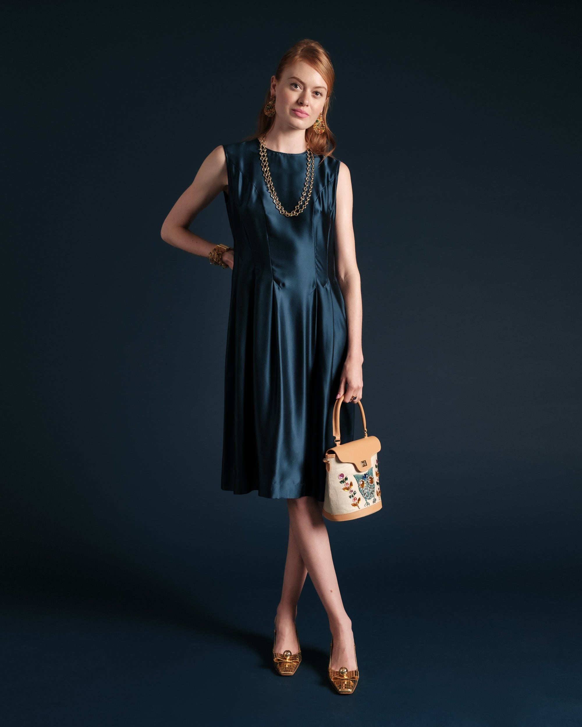 Florencia Dress Silk Navy