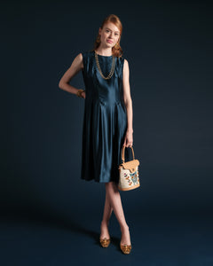 Florencia Dress Silk Navy - Frances Valentine