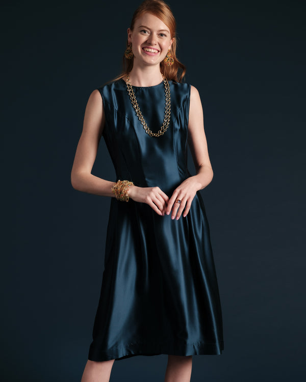 Florencia Dress Silk - Navy - Frances Valentine