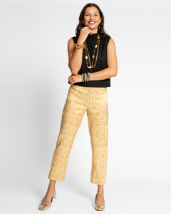 Petrie Pant Floral Jacquard Gold – Frances Valentine