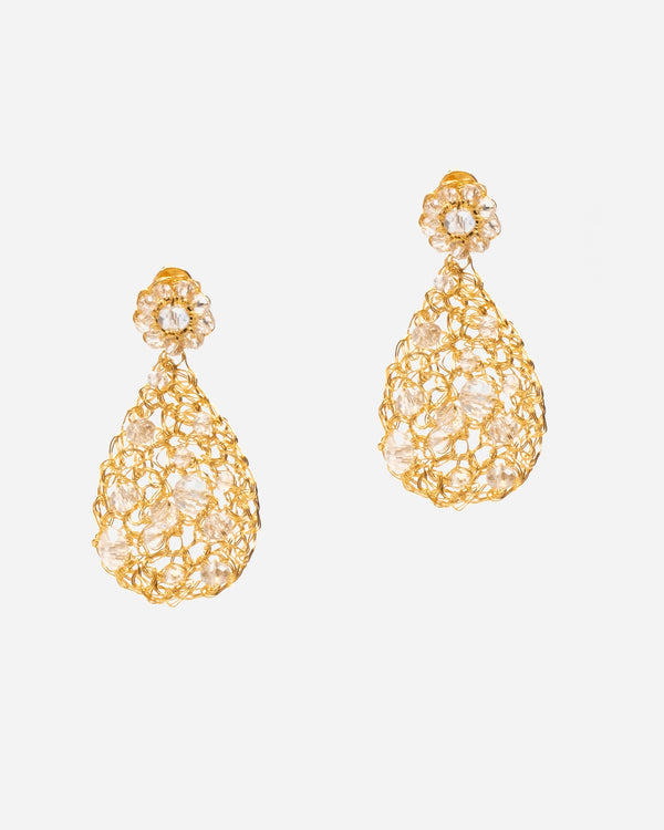 Crochet Teardrop Earring Gold - Frances Valentine