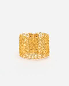 Crochet Mesh Cuff Bracelet Gold - Frances Valentine