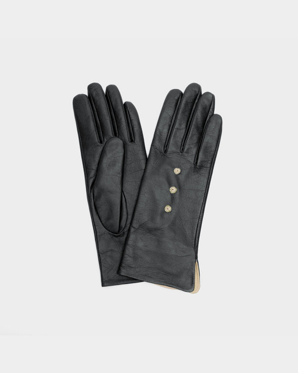 Luisa Asterisk Glove Leather Black Mittens Frances Valentine