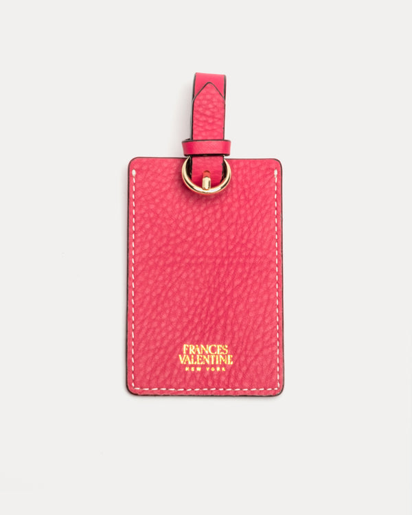 Luggage Tag Tumbled Leather Pink - Frances Valentine
