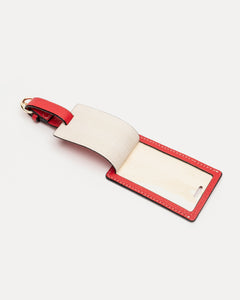 Luggage Tag Tumbled Leather Red - Frances Valentine