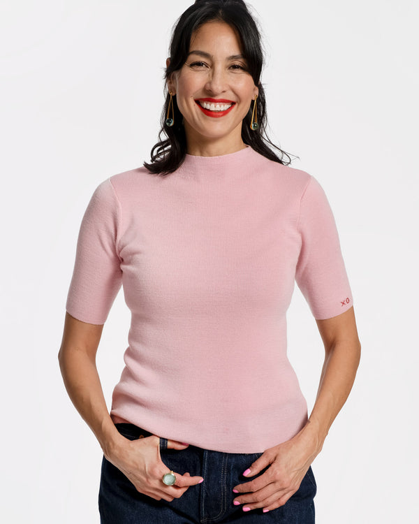 Marie Merino Mock Neck - Pink - Frances Valentine