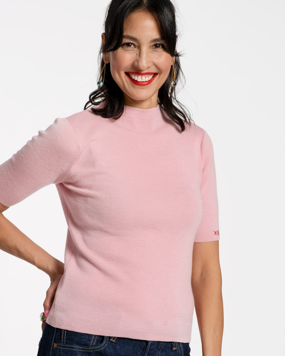 Marie Merino Mock Neck - Pink - Frances Valentine