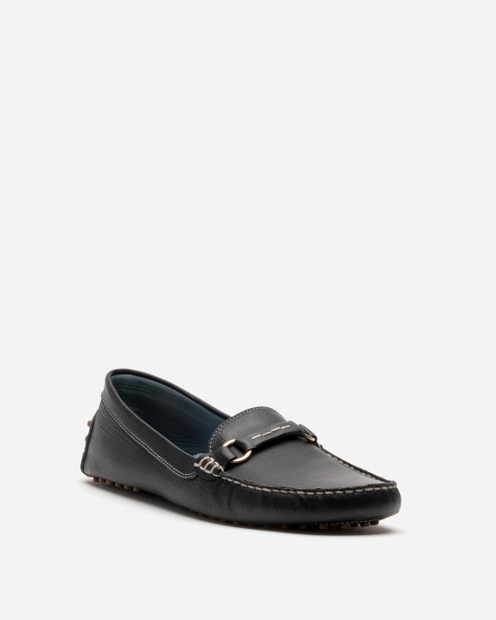 Charlie Driving Loafer - Tumbled Leather Black Loafers Frances Valentine