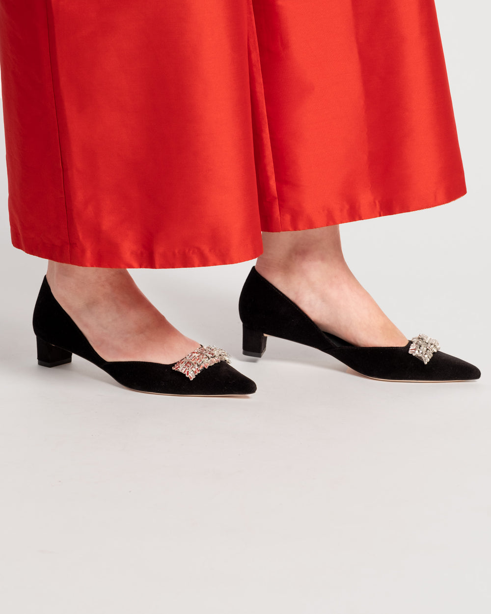 Paula Mini Block Heel - Velvet Black - Frances Valentine
