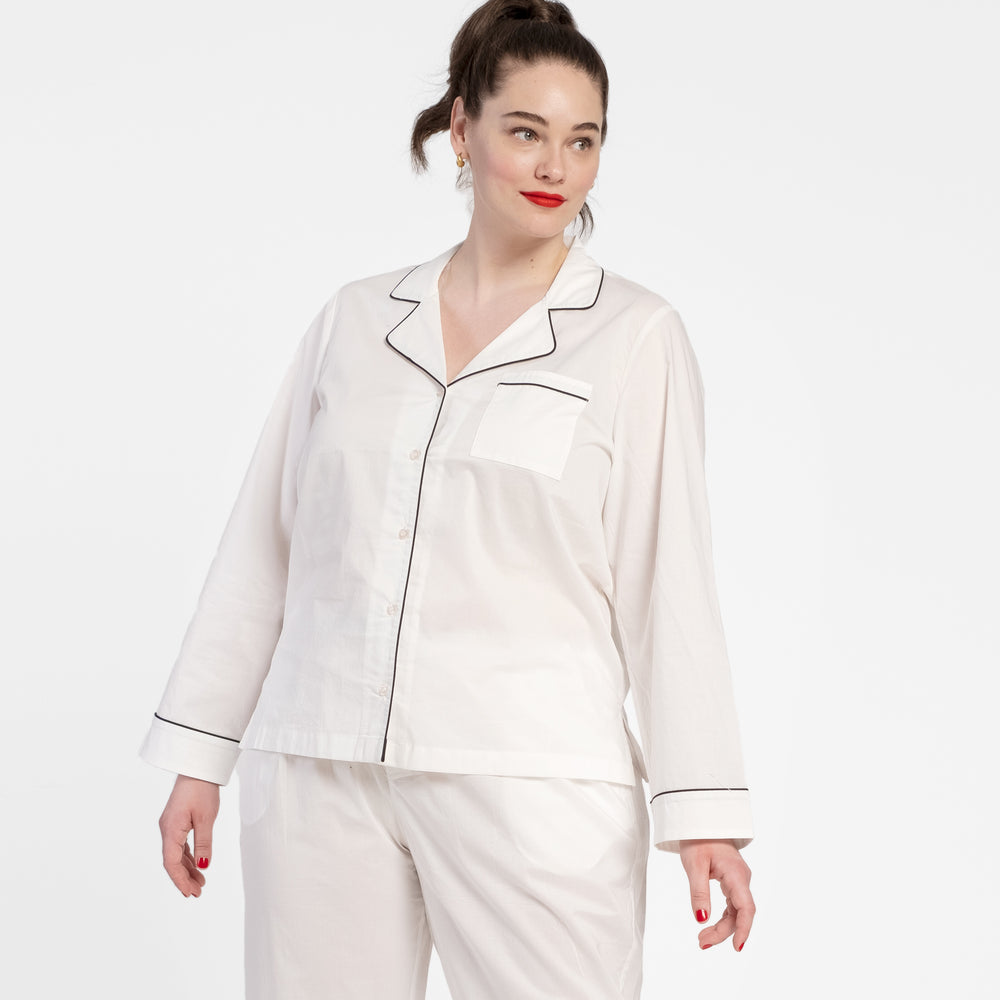 Teddy Pajama Top White Navy Pajamas Frances Valentine