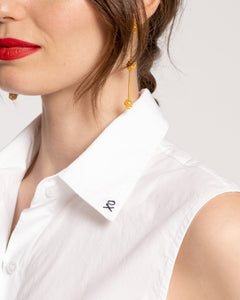 Lizzie Pointed Collar Shell Cotton White - Frances Valentine