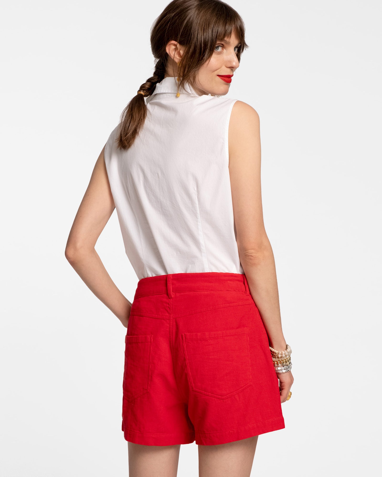 Lizzie Pointed Collar Shell Cotton White