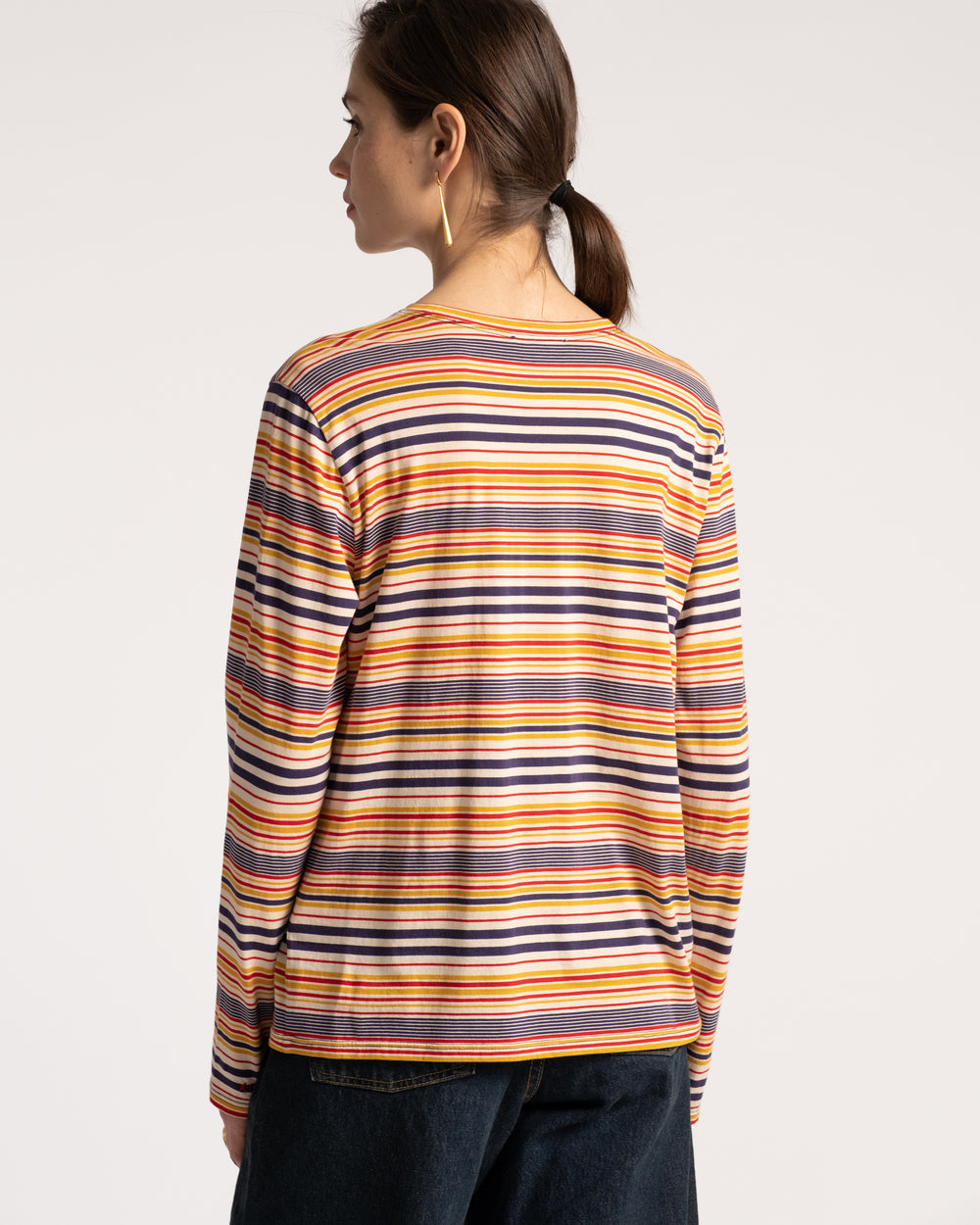 Long Sleeve Tee Shirt Regatta Stripe Navy Yellow - Frances Valentine