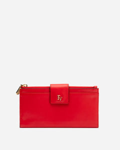Double Slim Wallet Soft Nappa Red Oyster - Frances Valentine