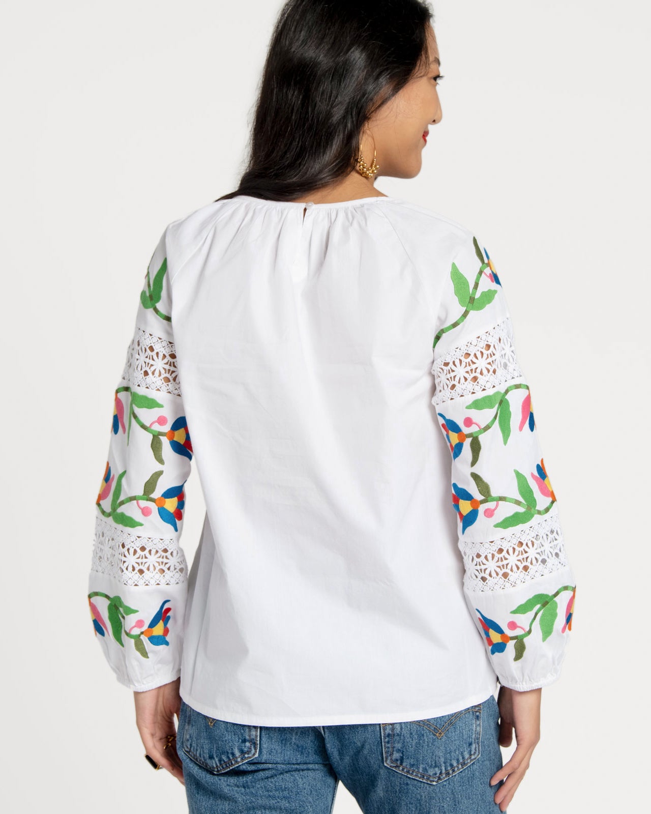 Saskia Embroidered Blouse White Multi