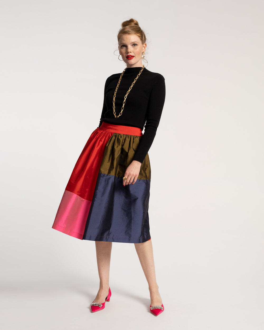 Barbara Midi Skirt Colorblock – Frances Valentine