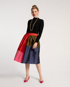 Barbara Gathered Midi Skirt Colorblock - Frances Valentine