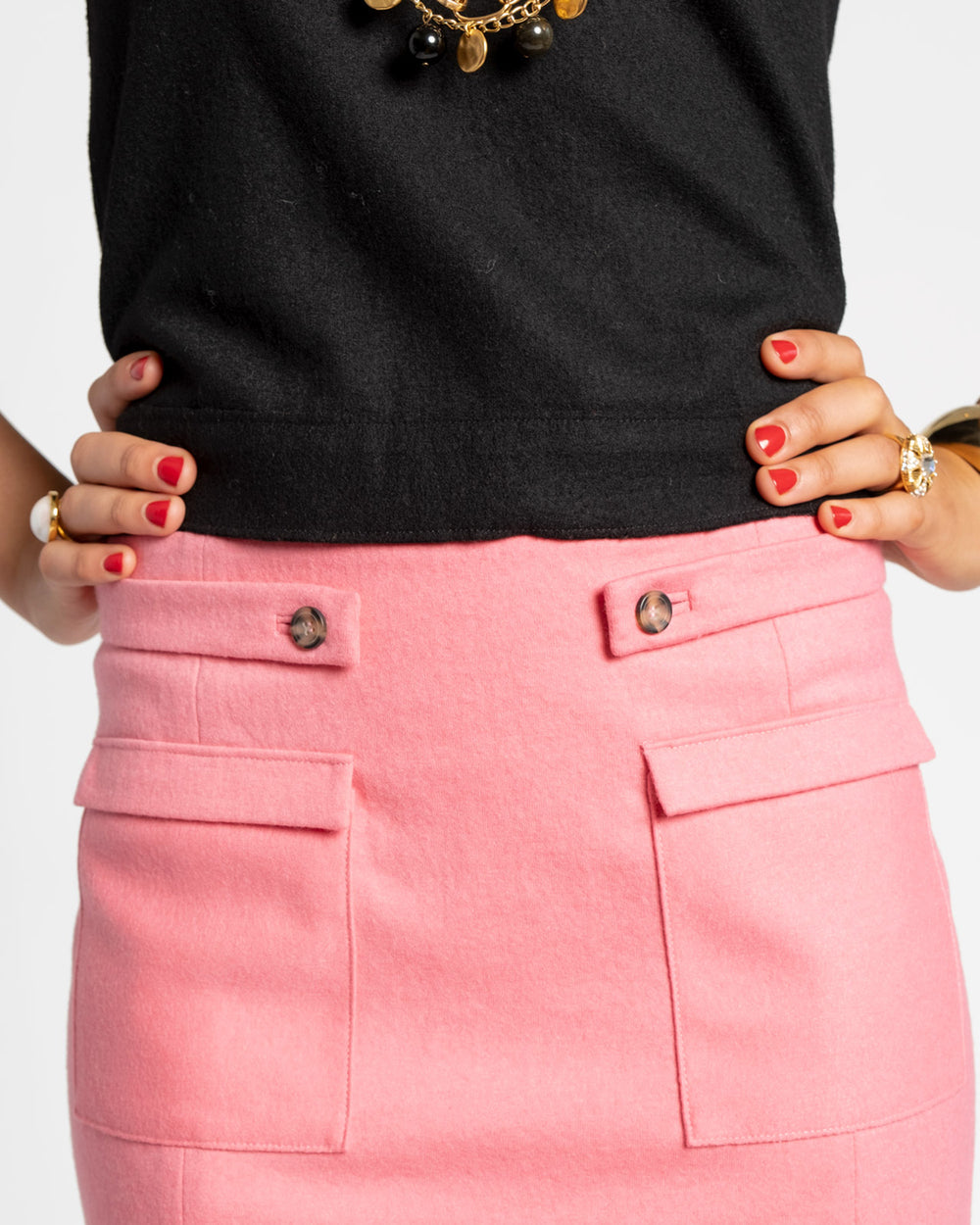 Wool Pencil Skirt Pink - Frances Valentine