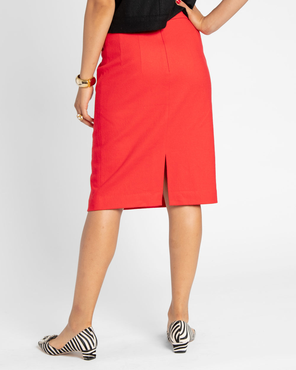 Wool Pencil Skirt - Red - Frances Valentine