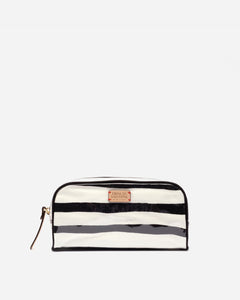 Small Cosmetic Painterly Stripe Black Oyster - Frances Valentine
