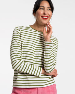 Long Sleeve Striped Shirt Oyster | Green Frances Valentine