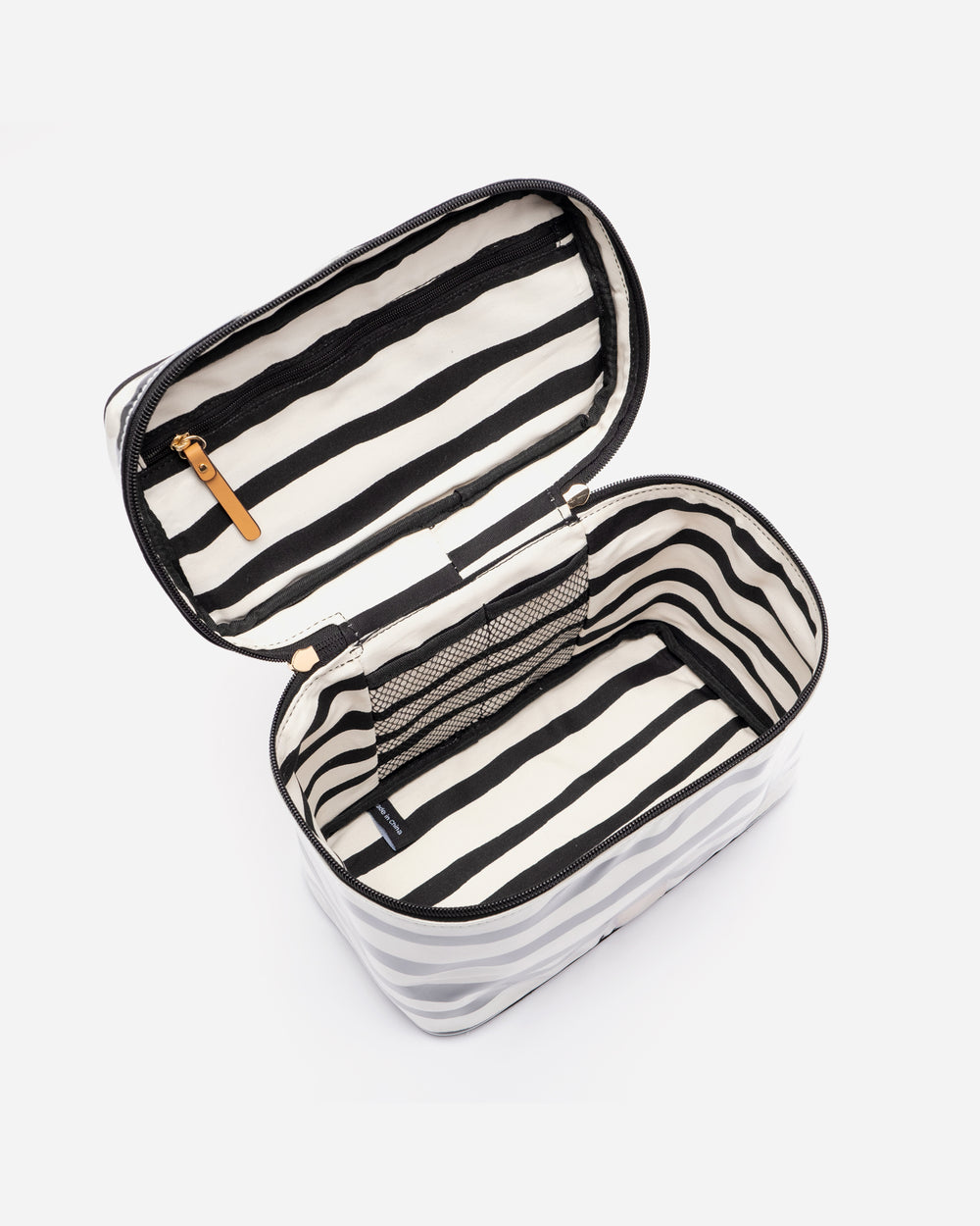 Train Case Cosmetic Painterly Stripe Black Oyster Large Cosmetic Frances Valentine